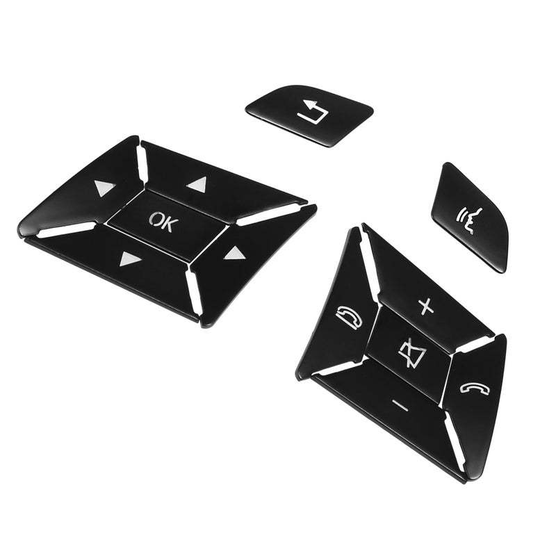 A ABSOPRO Car Steering Wheel Button Stickers Cover Interior Switch Button Decoration Trim for Benz a Class 13-15 Black (Set of 12) - Image 1